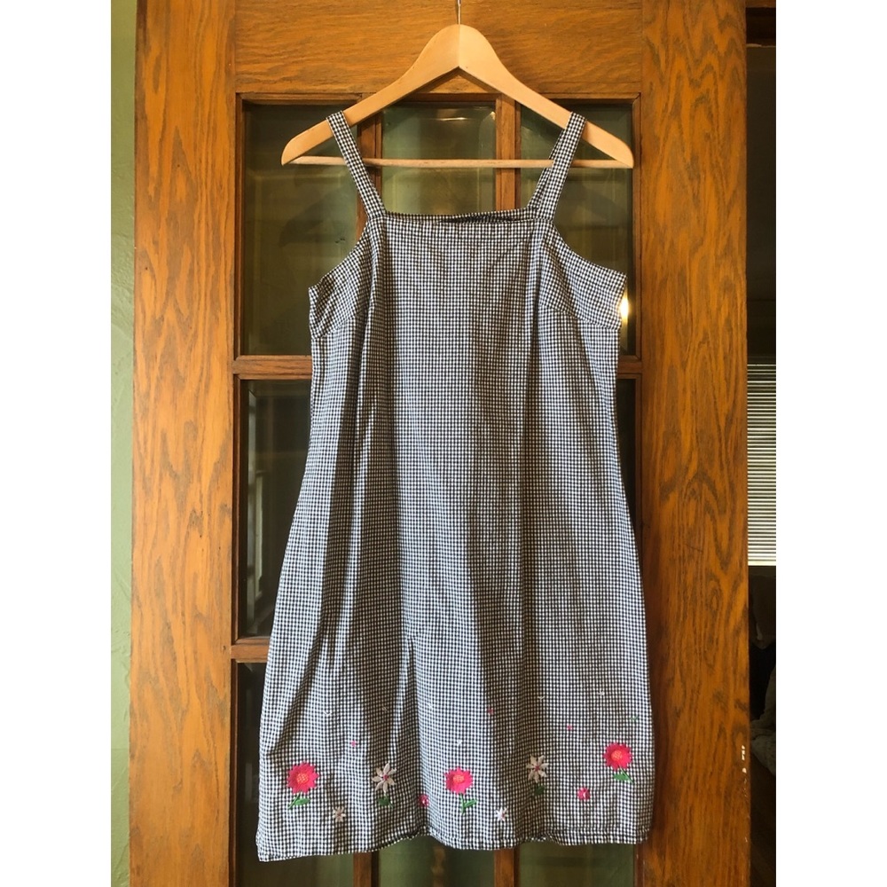 Vintage gingham embroidered tank top dress